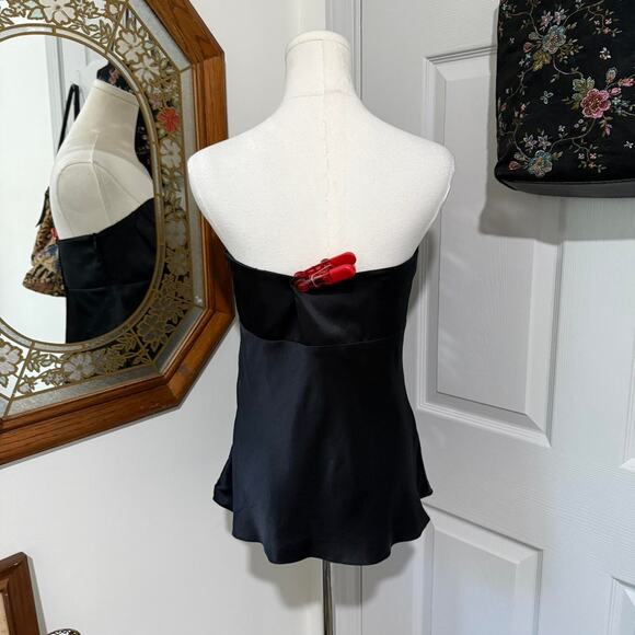 Ann Taylor LOFT Black Silk Strapless Milkmaid Peplum Babydoll Top 6/S - Picture 4 of 8